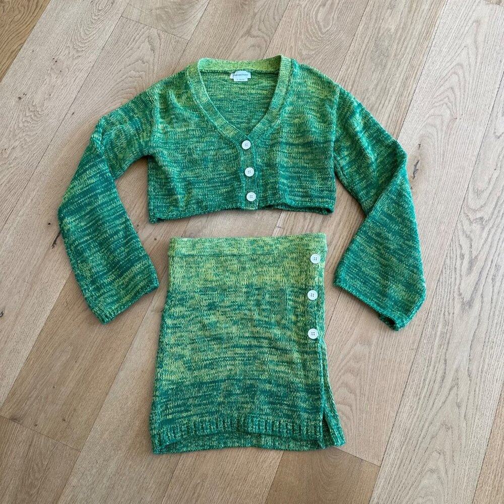 Lovers and Friends - Genia Ombre Cardigan and Skirt Matching Set in Green - Picture 1 of 7